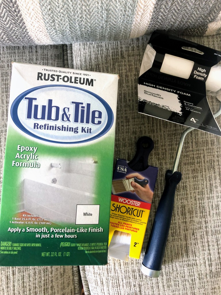 A mixture of DIY products including a tub and tile kit to refinish a bathtub in just 3 easy steps.