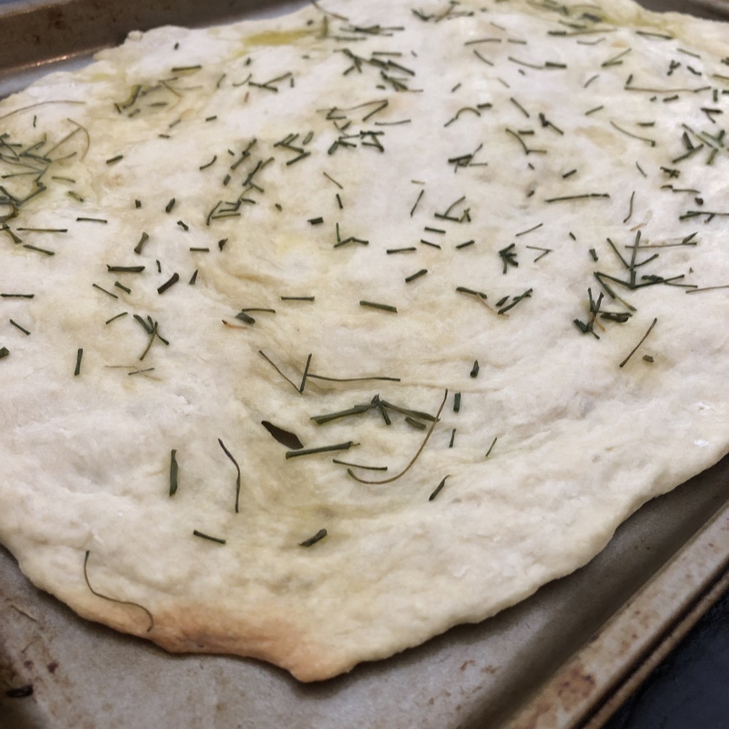 No-yeast flatbread has been baked and is ready to be eaten.