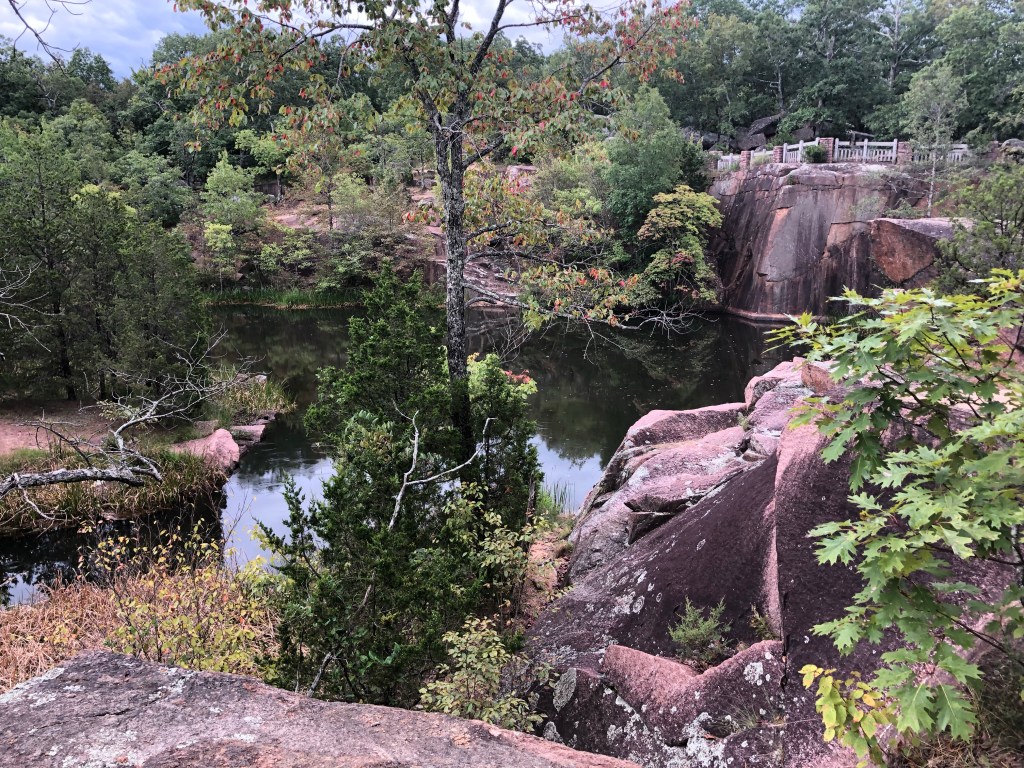 A quarry is the center of attention in Elephant Rocks State Park.