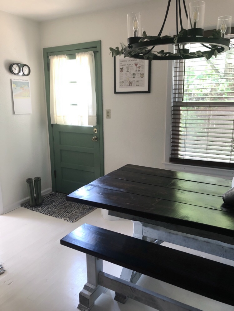 A newly renovated dining area awaits you. Home renovations on a budget include painting a lot!