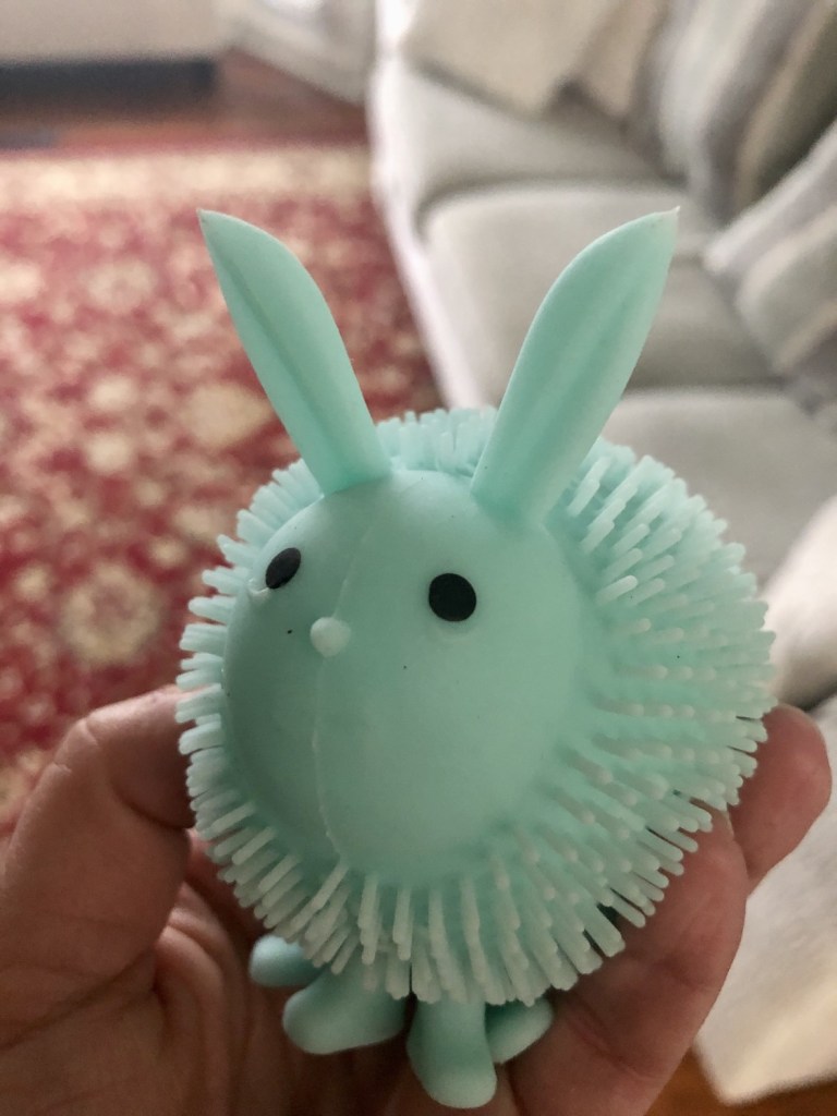 A light up bouncy ball is featured in Easter basket ideas for toddlers.