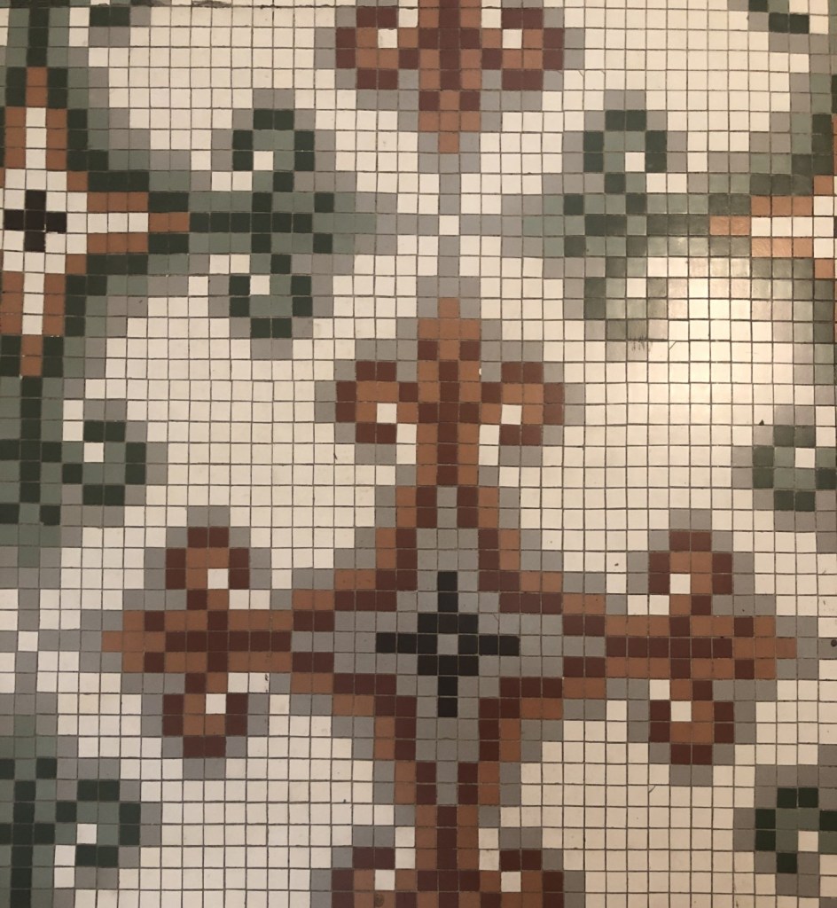 Stylish, intricate tiles create a unique design to create art in an antique bathhouse.