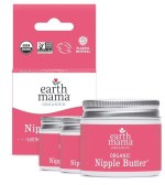 Earth Mama nipple butter is shown in a pink jar as an example of a new mom breastfeeding essential item.