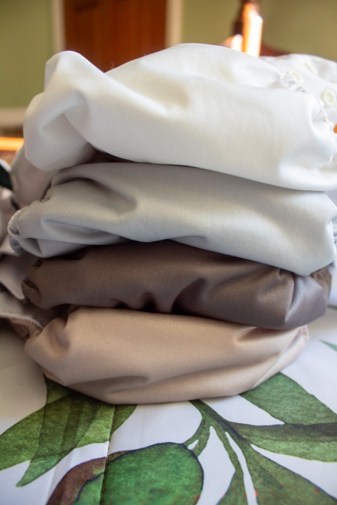 A stack of diapers is shown up close.