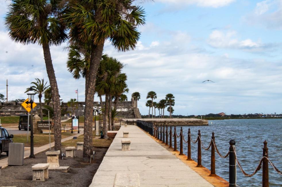 Walking along the board docks on the bay is one of many things to do in St. Augustine, Florida.