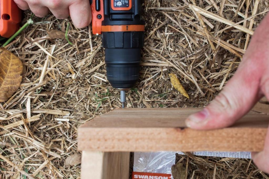 Two corners fit together and are drilled.