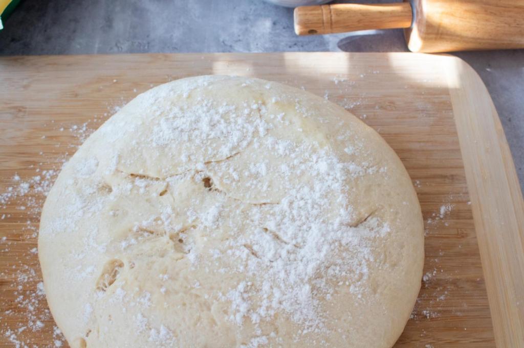 Dough is lightly floured before being kneaded.