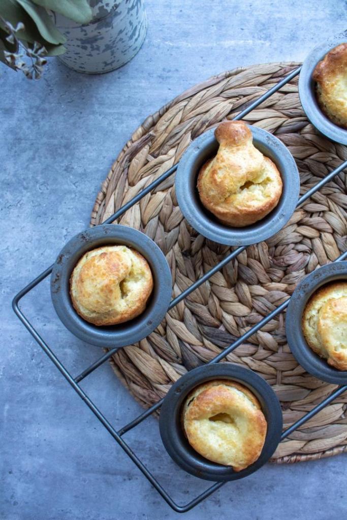 Popovers have holes poked into their centers immediately after they're baked to allow steam to escape.
