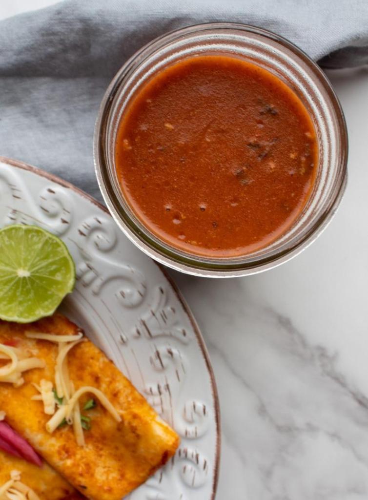 Enchilada sauce is jarred and ready to go.