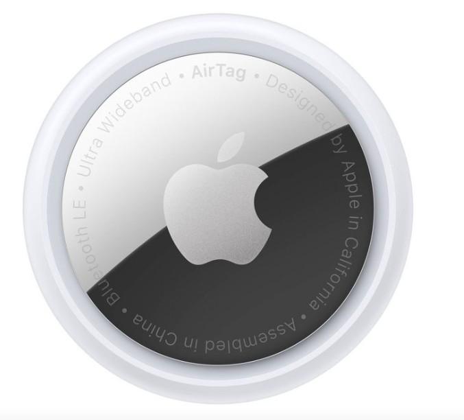 An apple is the logo for an air tag and is shown here.