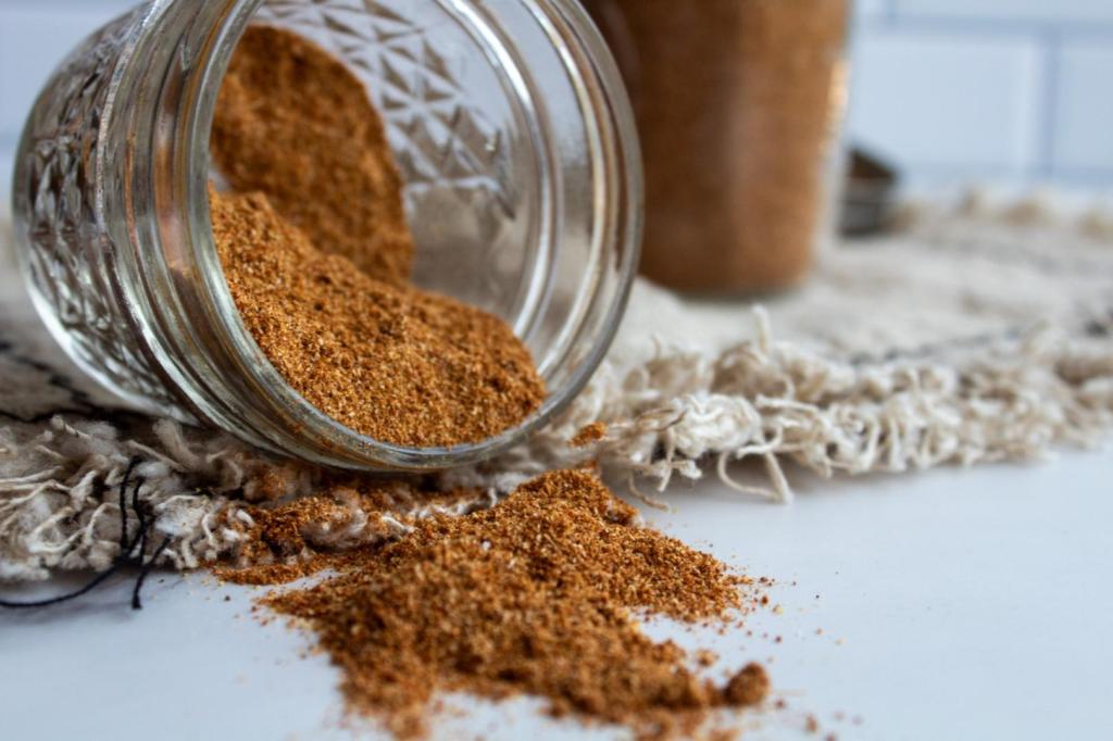 Taco seasoning mix is shown dumped on to a counter.