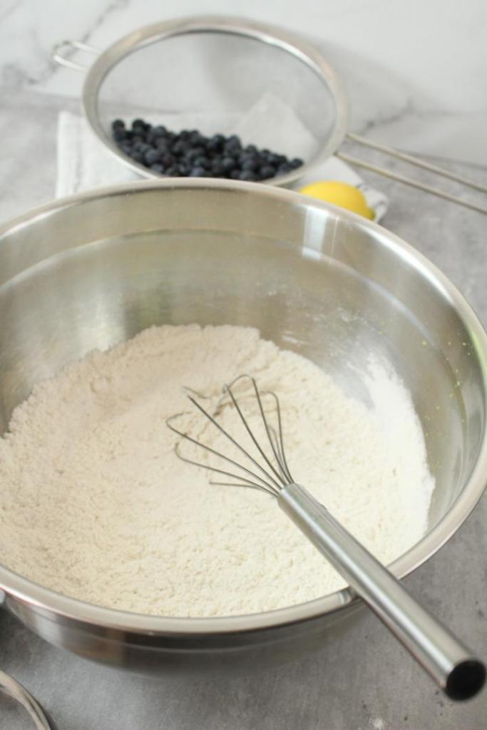 Dry ingredients are mixed together with a whisk.