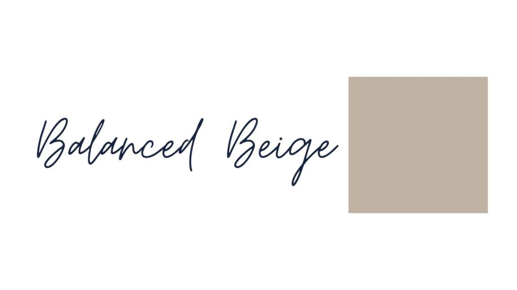 Balanced Beige is shown as part of a color scheme for a cottage kitchen.