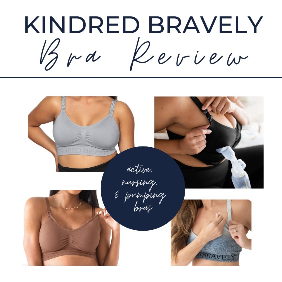 A graphic shows the kindred bravely sublime bras in a kindred bravely review post.