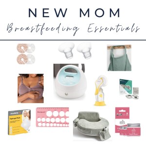 A graphic is titled "new mom breastfeeding products" and shows 11 items.
