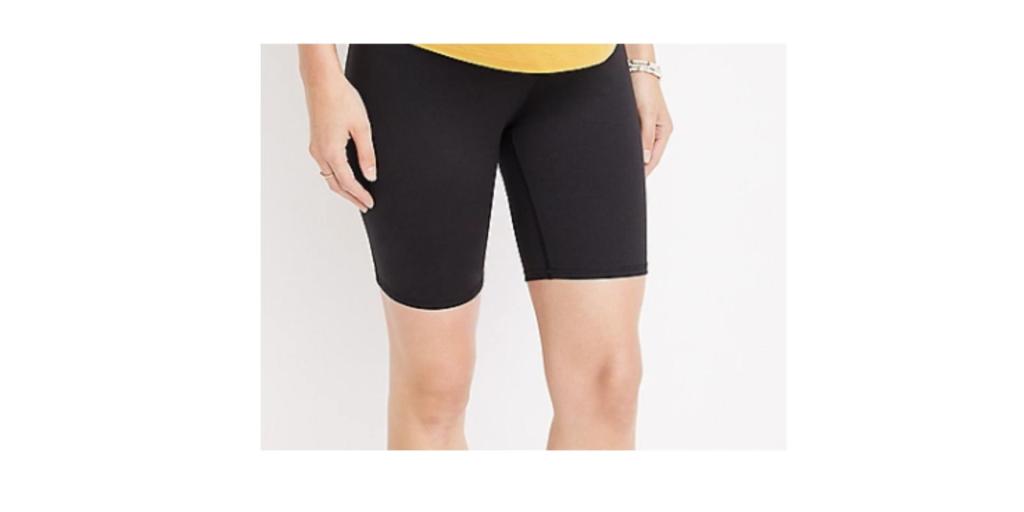 Biker shorts are shown in an image for maternity wear ideas.