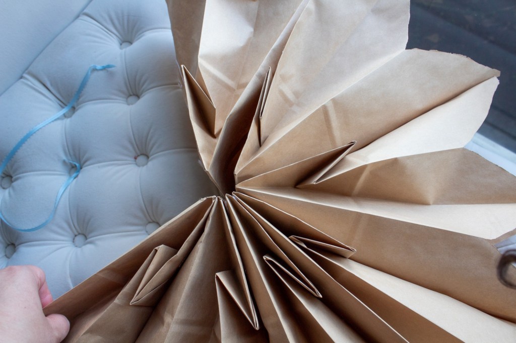 Sacks are opened up accordion style.