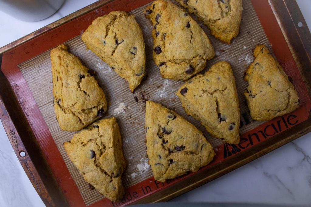 Scones are baked and ready to be eaten.